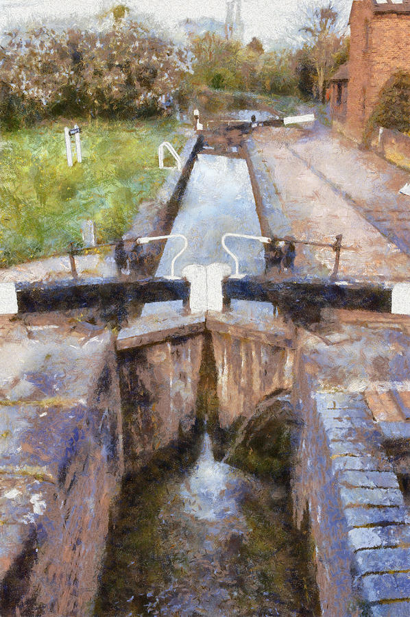 Transportation Digital Art - Filled Canal Lock by Roy Pedersen
