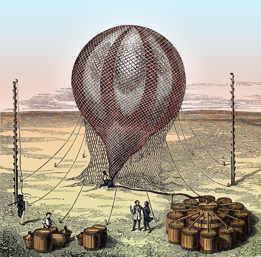 Filling A Hydrogen Balloon, 19th Century Photograph by Science Source