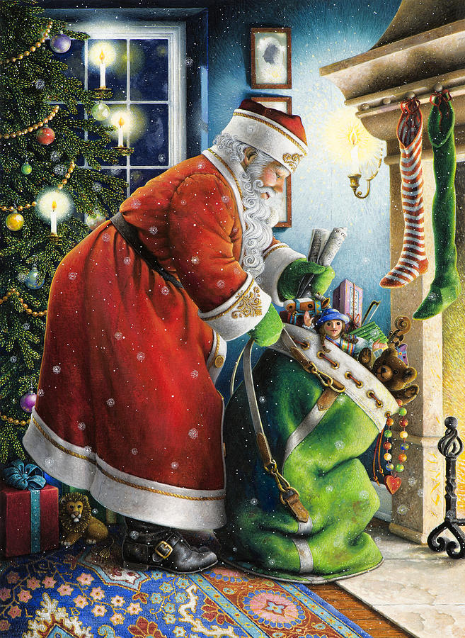 Filling the Stockings Painting by Lynn Bywaters