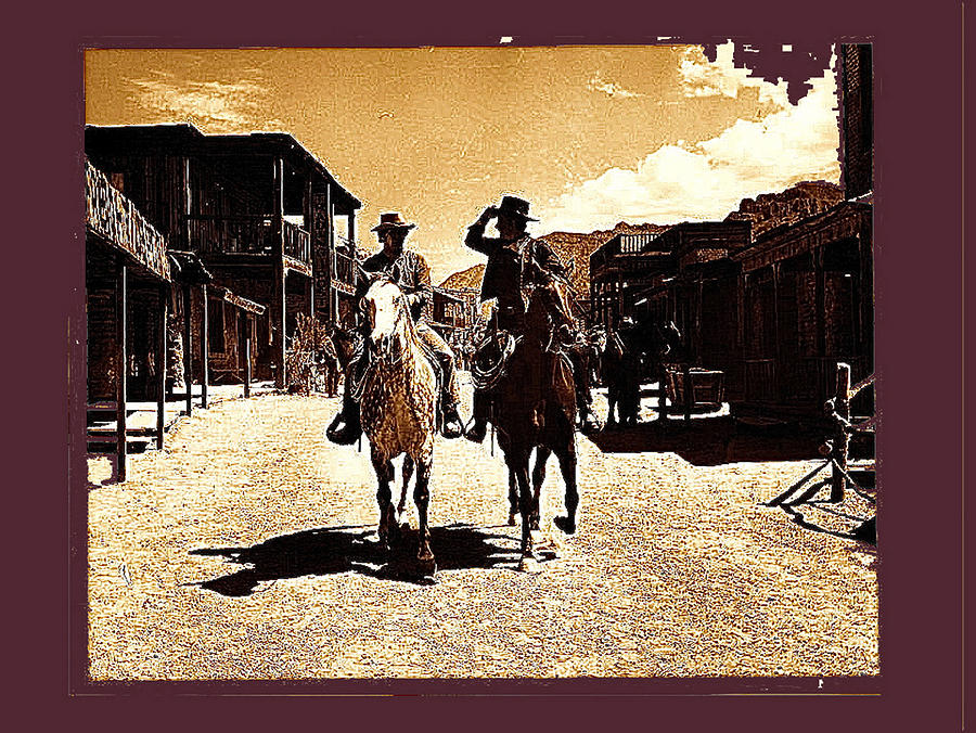 Film homage Mark Slade Cameron Mitchell riding horses The High Chaparral Old Tucson Arizona Photograph by David Lee Guss