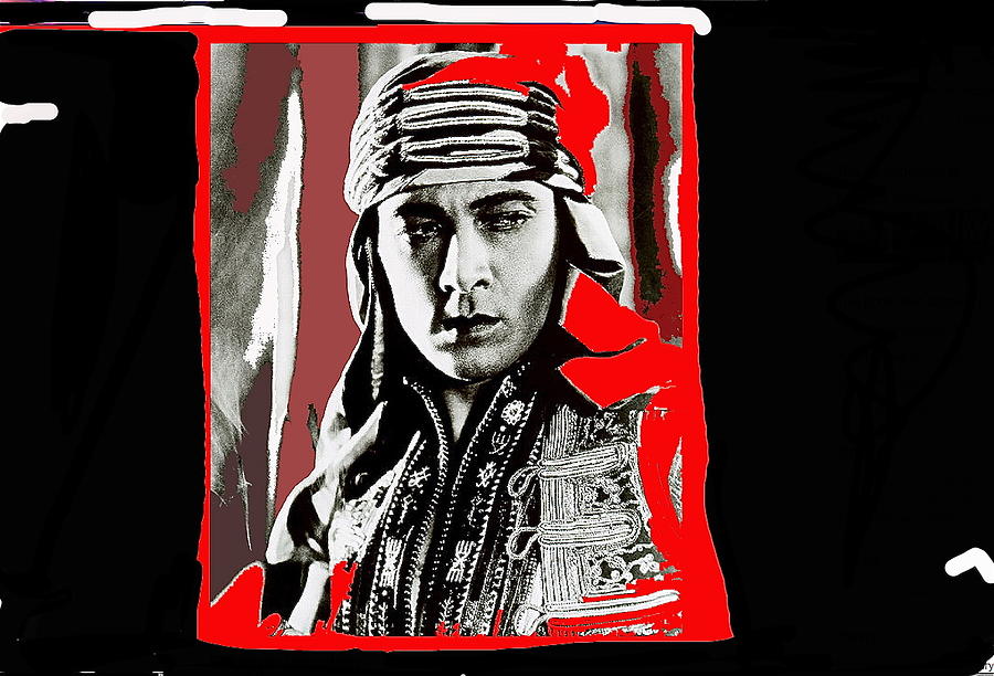 Film homage Rudolph Valentino The Shiek 1921 collage color added 2008 Photograph by David Lee Guss