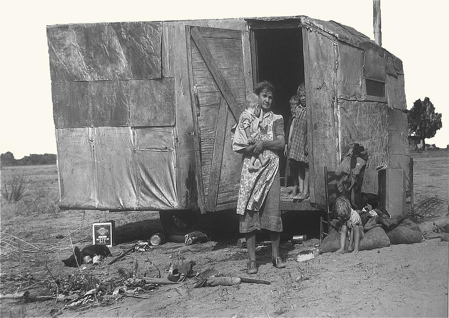 Film Homage The Grapes of Wrath 1 1940 family in shack perhaps Eloy Arizona 1940-2008 Photograph by David Lee Guss