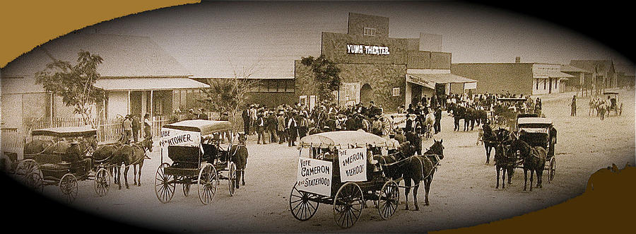 Film homage Yuma Theater Yuma Arizona 1912 vignetted color added 2010 Photograph by David Lee Guss