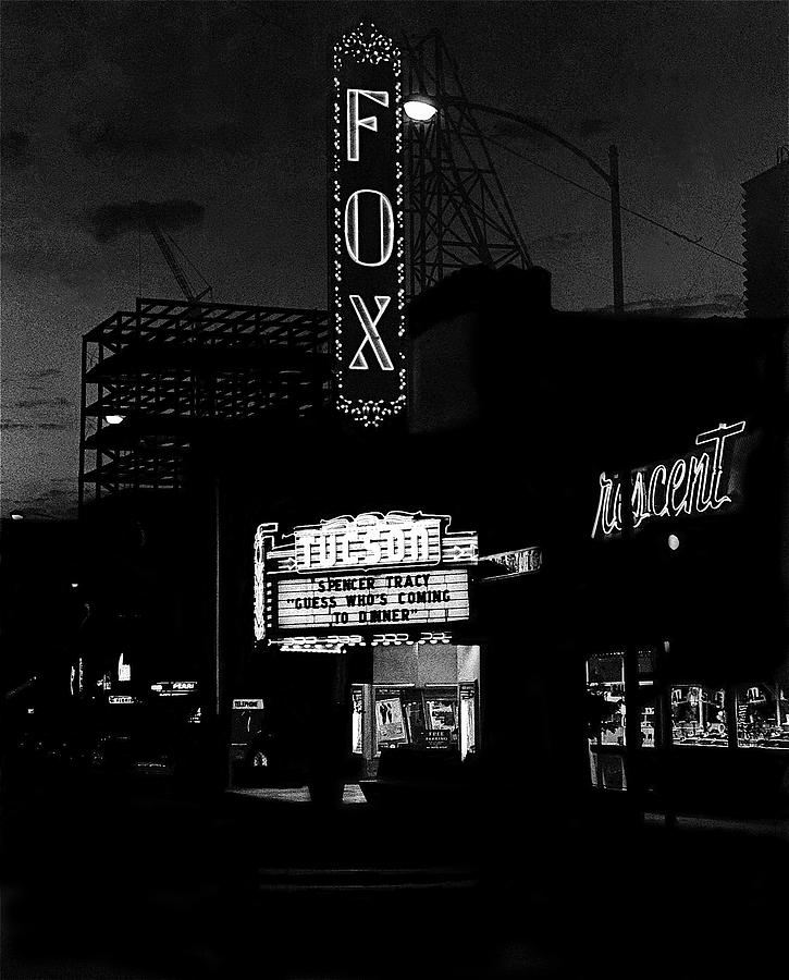 Film noir Fox Tucson at dusk film noir style lighting Tucson Arizona 1967 Photograph by David Lee Guss