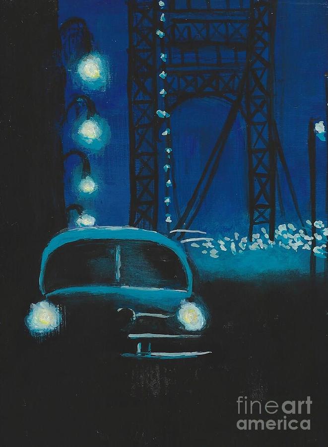 Film Noir in Blue #1 Painting by Allison Constantino