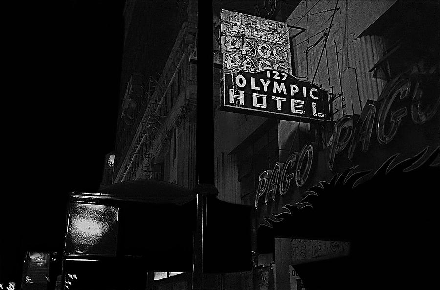 Film noir The Unsuspected 1947 127 E. 1st Olympic Hotel Long Beach California 1982-2008 Photograph by David Lee Guss