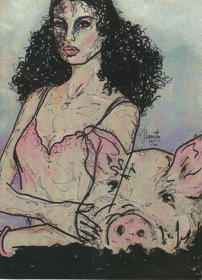 Pig Drawing - Filthy Pigs by PJ Lewis