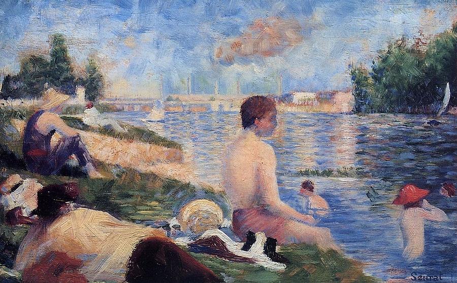 Georges Pierre Seurat Painting - Final Study for Bathers at Asnieres by Georges Seurat