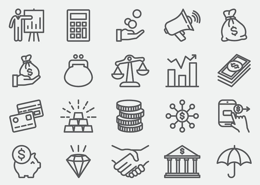 Finance And Money Line icons Drawing by LueratSatichob