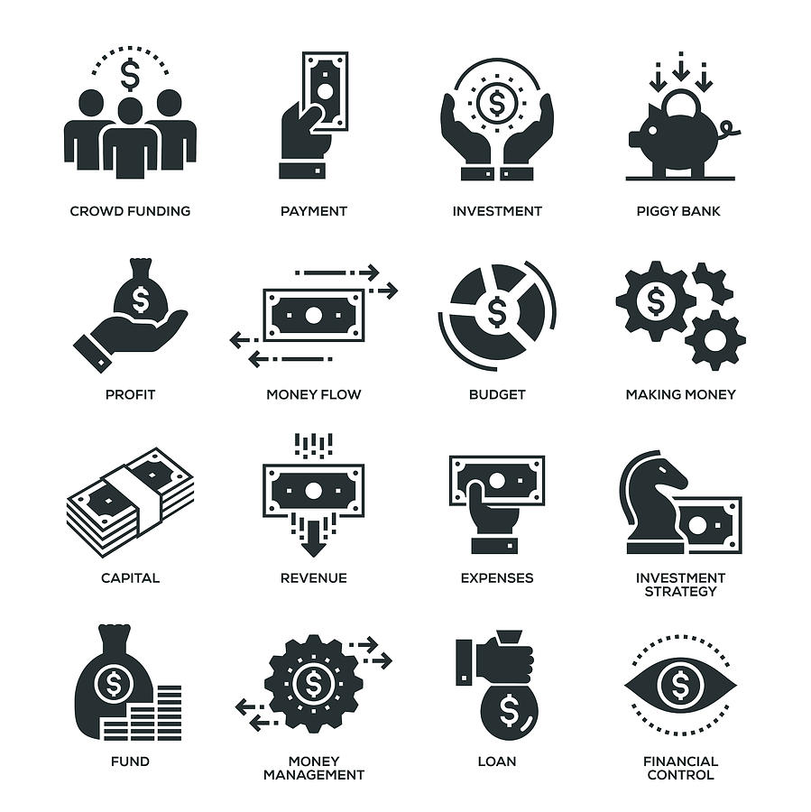 Finance Icons Drawing by Enis Aksoy