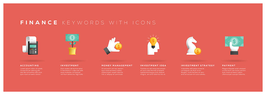 Finance Keywords with Icons Drawing by Enis Aksoy