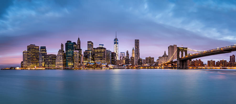 Brooklyn Bridge Photograph - Financial District Panorama by Mihai Andritoiu