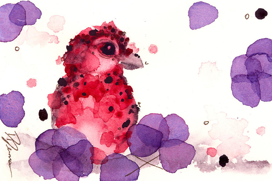 Finch in the Flowerbox Painting by Dawn Derman