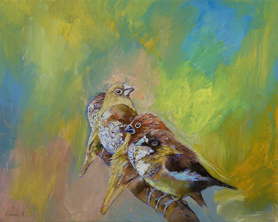 Finch Painting - Finches by Michael Creese