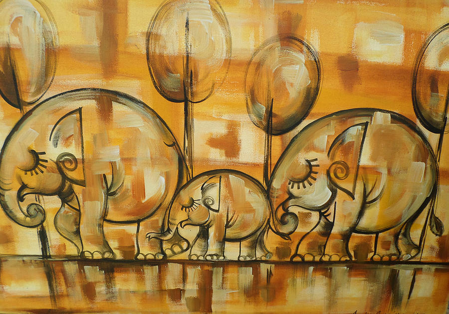 Elephant Drawing - Fine Art Elephant by Sunanda Yapa