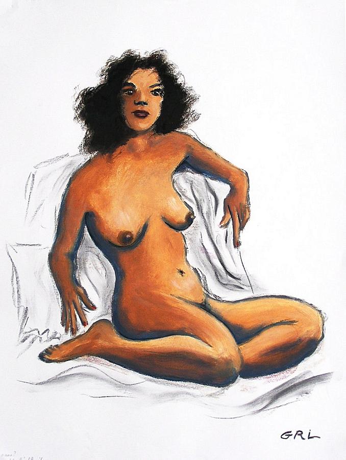 Nude Painting - FINE ART FEMALE NUDE OIL PAINTING SKETCH ANNA 3a SITTING by G Linsenmayer