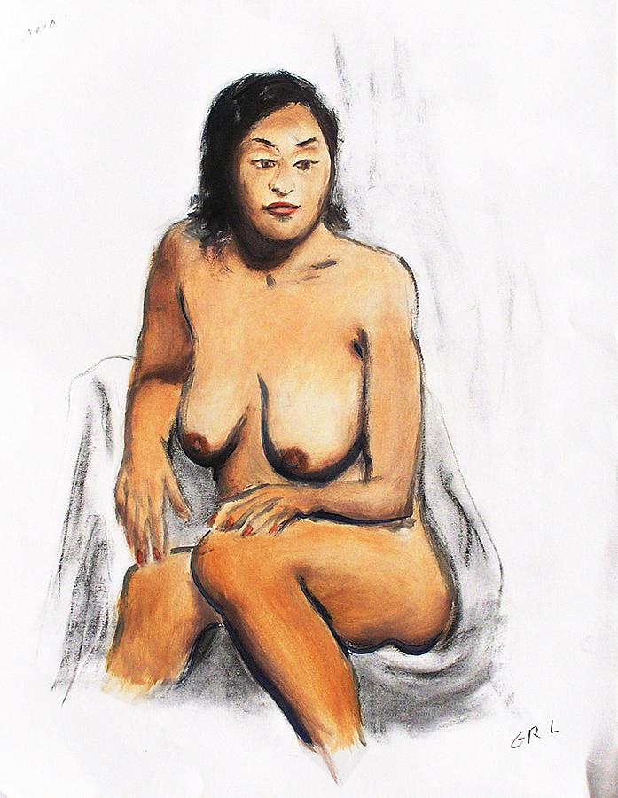 Fine Art Female Nude Oil Painting Sketch Anna Pensive Mood Painting by G Linsenmayer