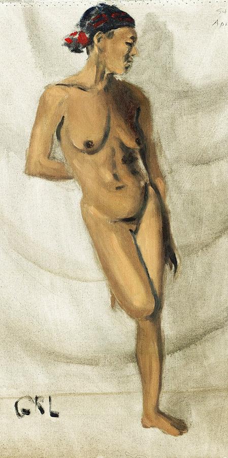 Fine Art Female Nude Oil Painting Sketch Stacy Standing Painting by G Linsenmayer
