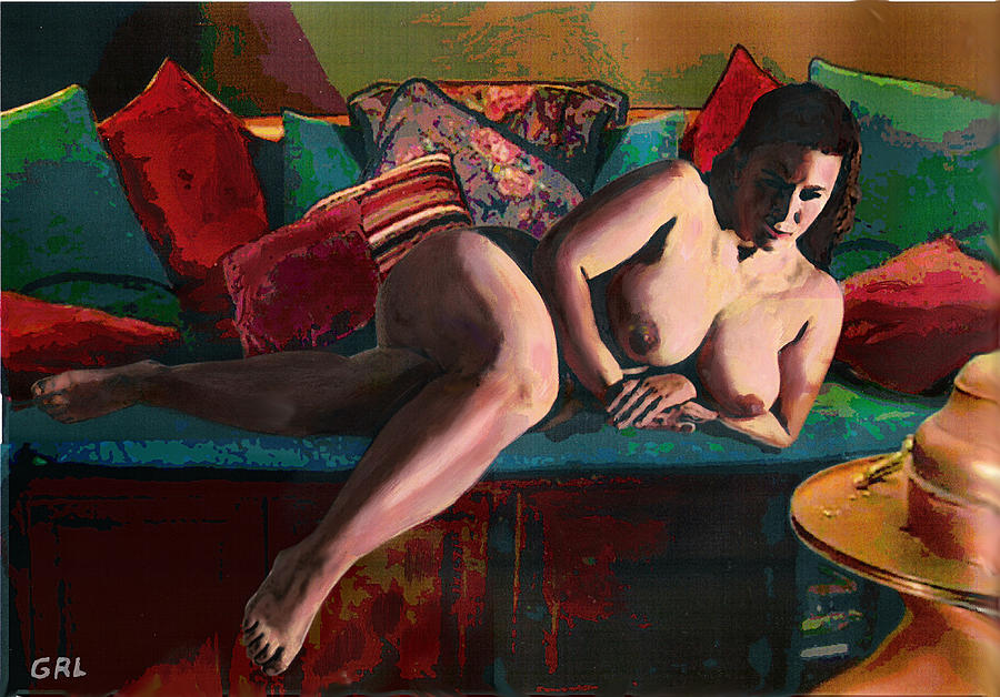 Paris Painting - Fine Art Female Nude Paris Reclining by G Linsenmayer