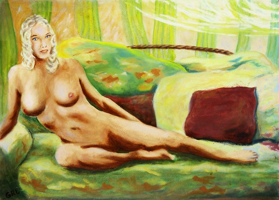 Fine Art Female Nude Sitting Brigit Original Painting Painting by G Linsenmayer