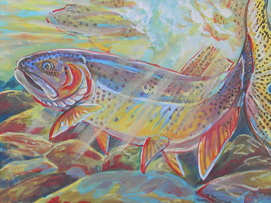 Fine Spotted Cutthroat Trout Painting by Jenn Cunningham