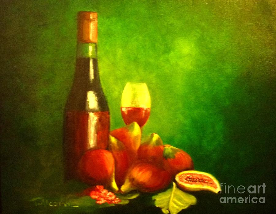 Wine Painting - Fine Wine and Figs by Therese Alcorn