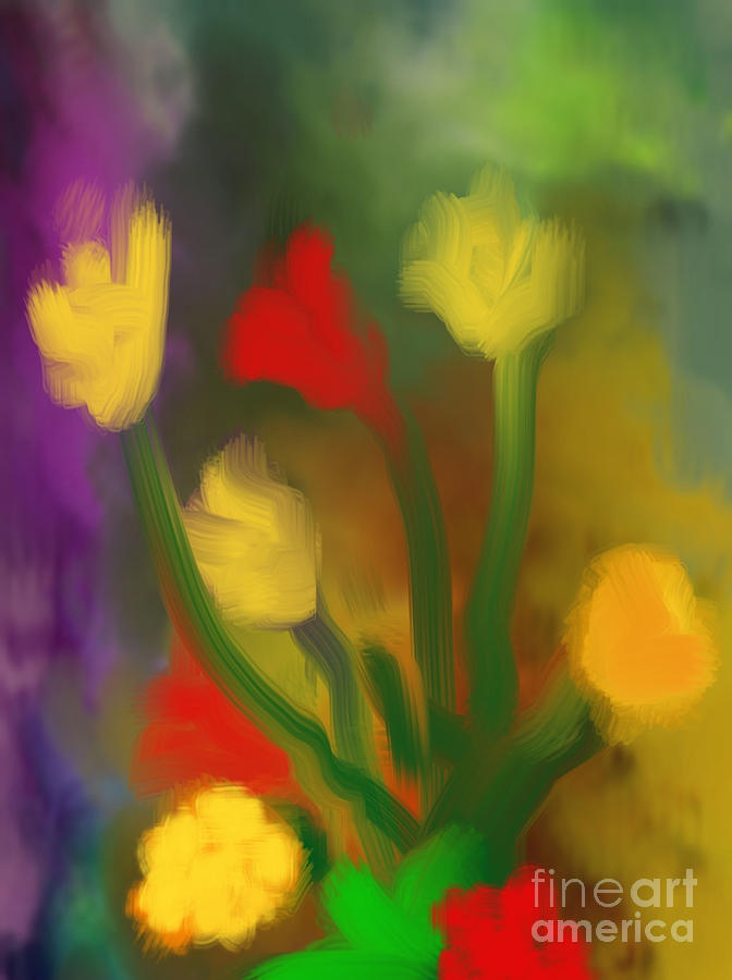 Finger Painted Floral Digital Art by Gayle Price Thomas
