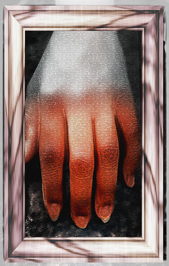 Fingers On A Rock Framed Mixed Media