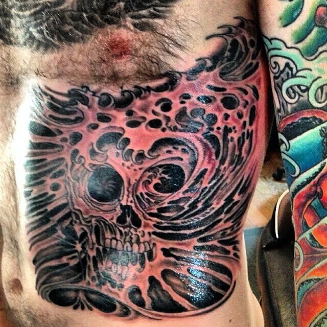 Skull Photograph - Finished Rib Cage Tattoo By Walt Clark by Ocean Clark