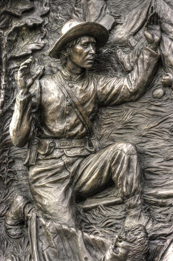 Finished - Surrendered.  State of Delaware Monument Detail-H Gettysburg Autumn Mid-Day. Photograph by Michael Mazaika
