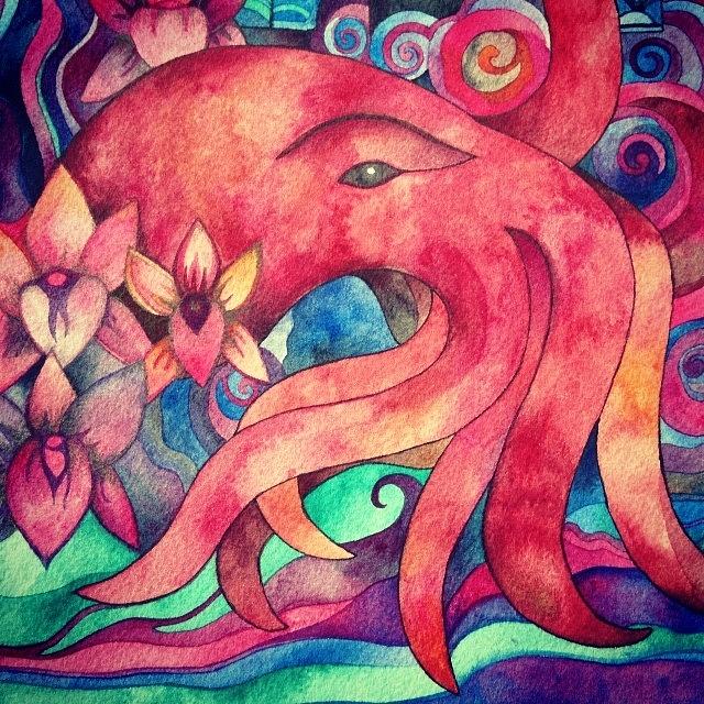 Octopus Photograph - Finished.#watercolor #painting by Megan Smith