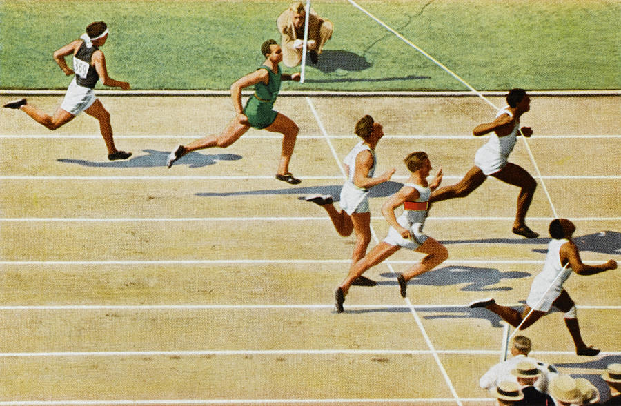 Finishing Line Of The Men's 100 Metres Photograph by Mary Evans Picture ...