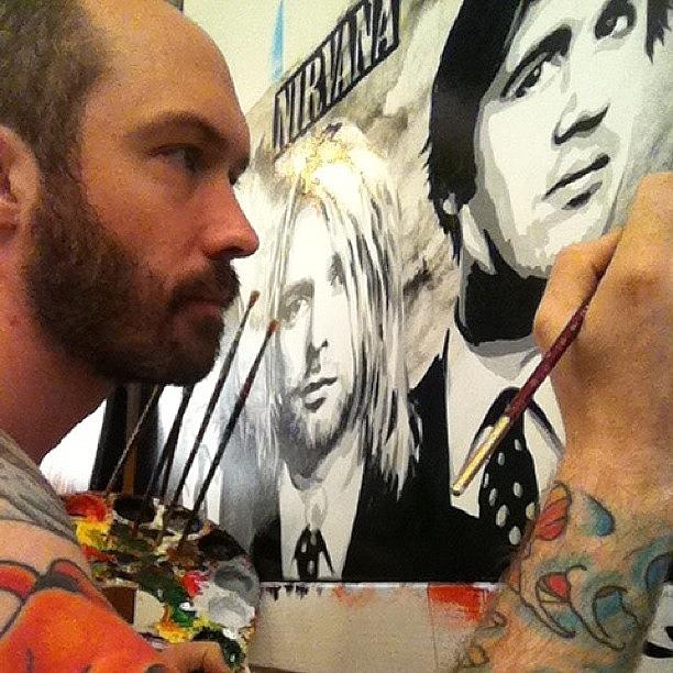 Nirvana Photograph - Finishing Up A Painting Of Nirvana by Ocean Clark