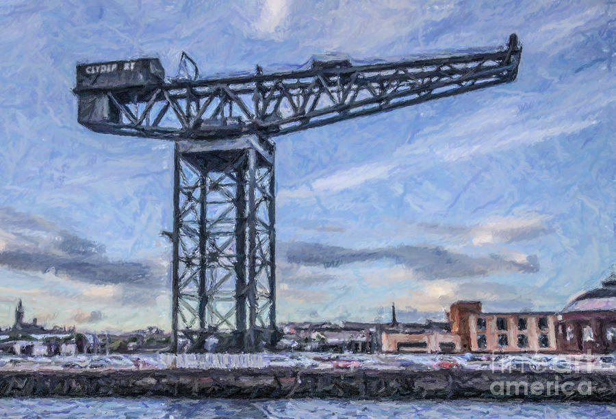 Finnieston Crane Glasgow Digital Art by Liz Leyden