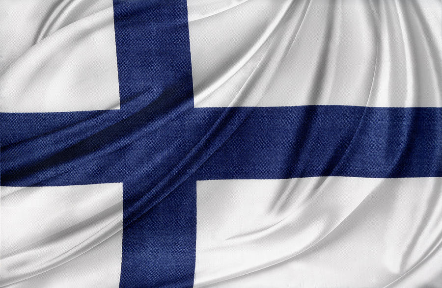 Flag Photograph - Finnish flag by Les Cunliffe