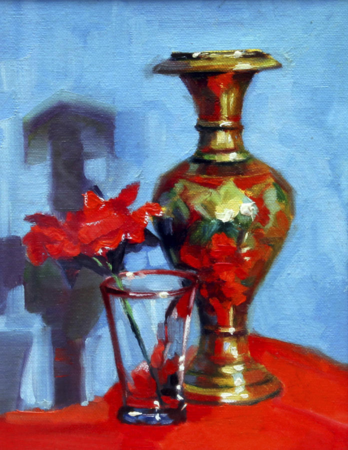 Still Life Painting - Fiower Pot by Sangeeta Takalkar