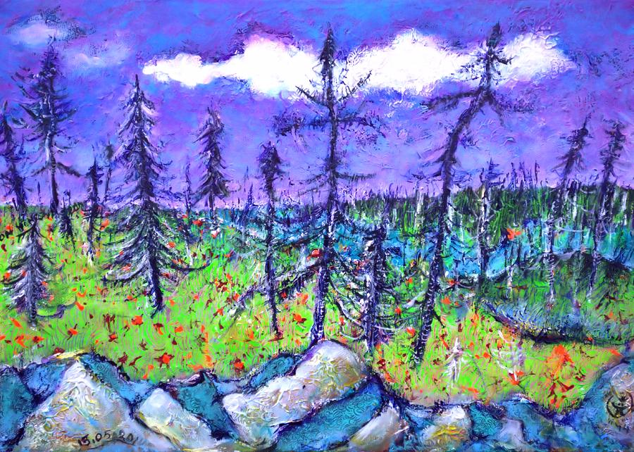 Fir Trees In The Taiga Painting