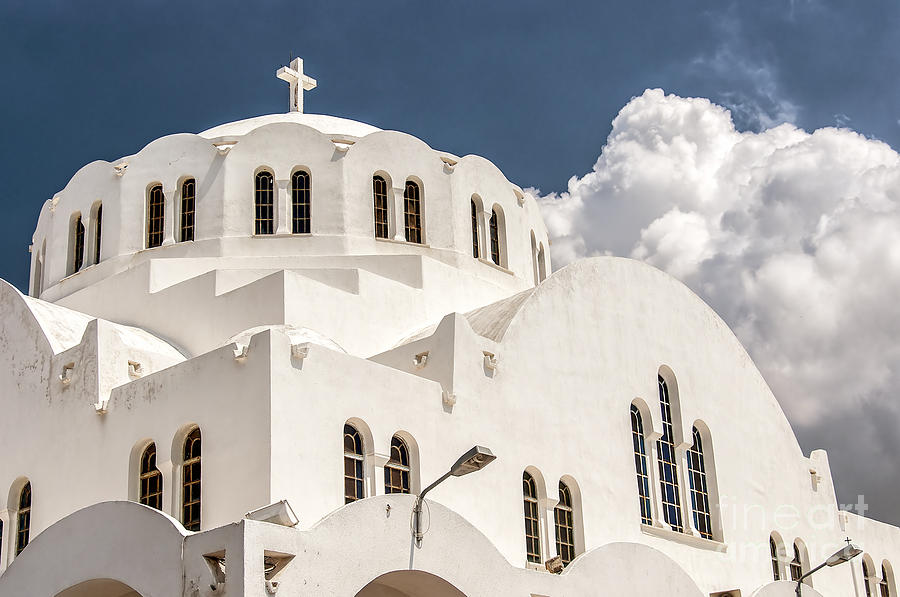 Fira Orthodox Metropolitan cathedral 04 Photograph by Antony McAulay