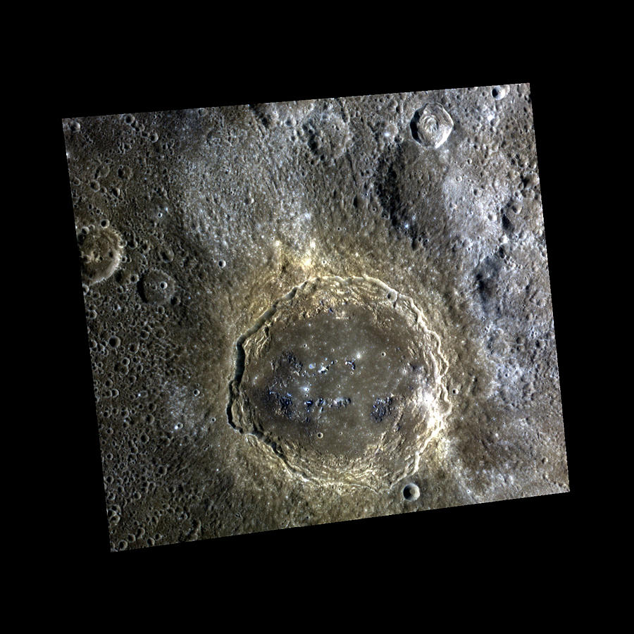 Firdousi Crater Photograph by Nasa/johns Hopkins University Applied Physics Laboratory/carnegie Institution Of Washington