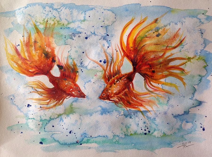 Fire and water Painting by Katerina Kovatcheva