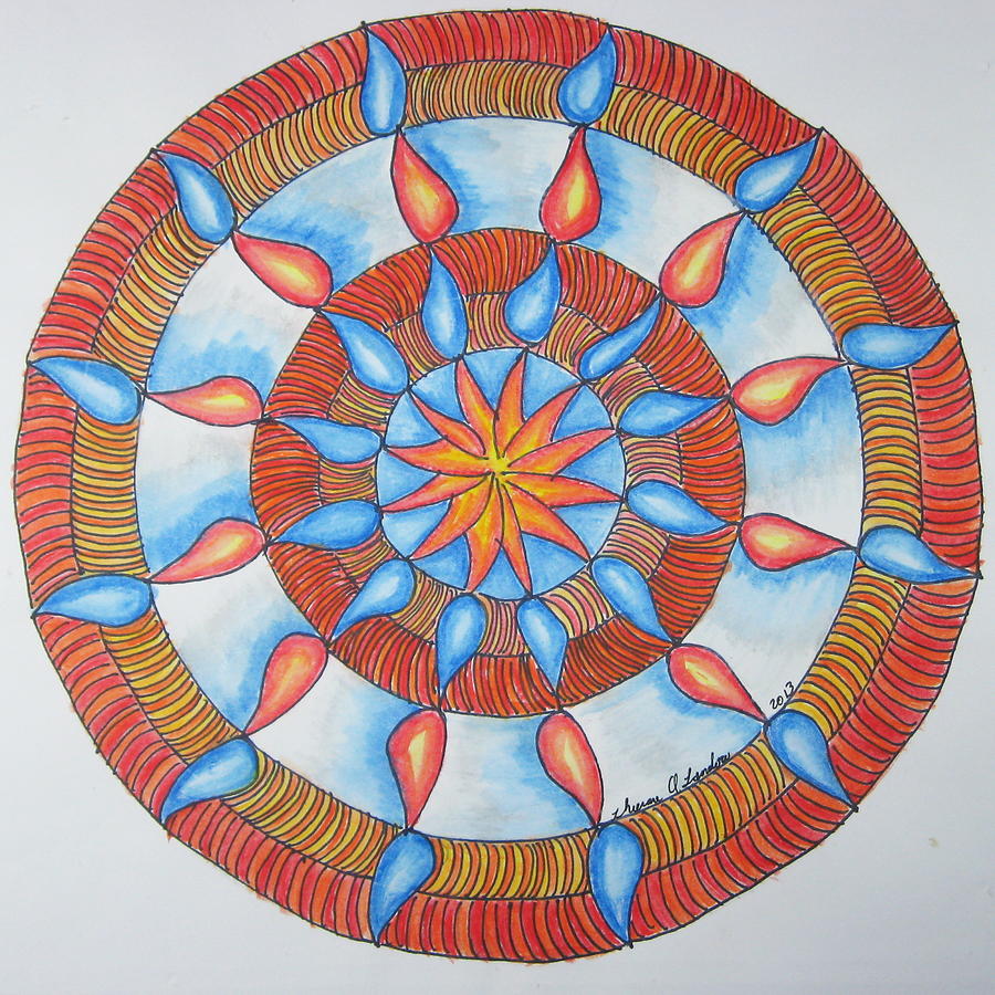 Fire and Water Mandala Painting by Theresa Landow | Fine Art America