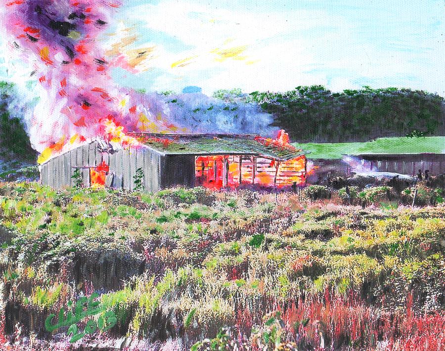 Fire at Whitney Beef Painting by Cliff Wilson