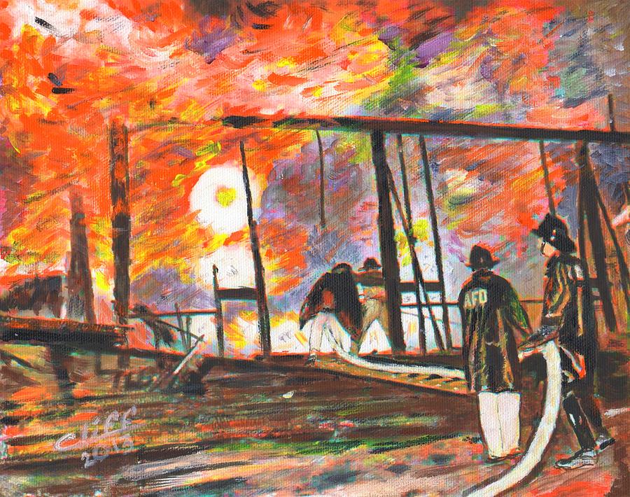 Fire at Workmans Circle Painting by Cliff Wilson