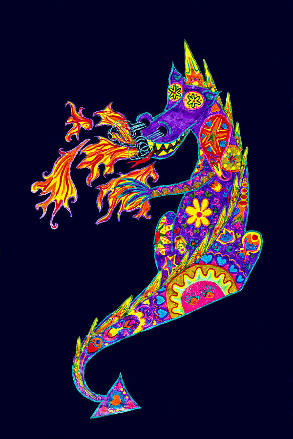 Dragon Photograph - Fire-Breathing Psychedelic Dragon by Her Arts Desire