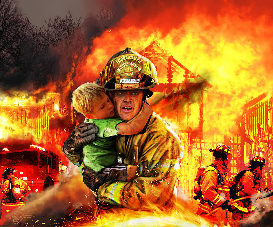 Fire Digital Art - Fire Brigade by Kurt Miller