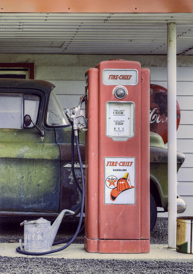Vintage Photograph - Fire Chief - Gas Pump - Retro by Nikolyn McDonald