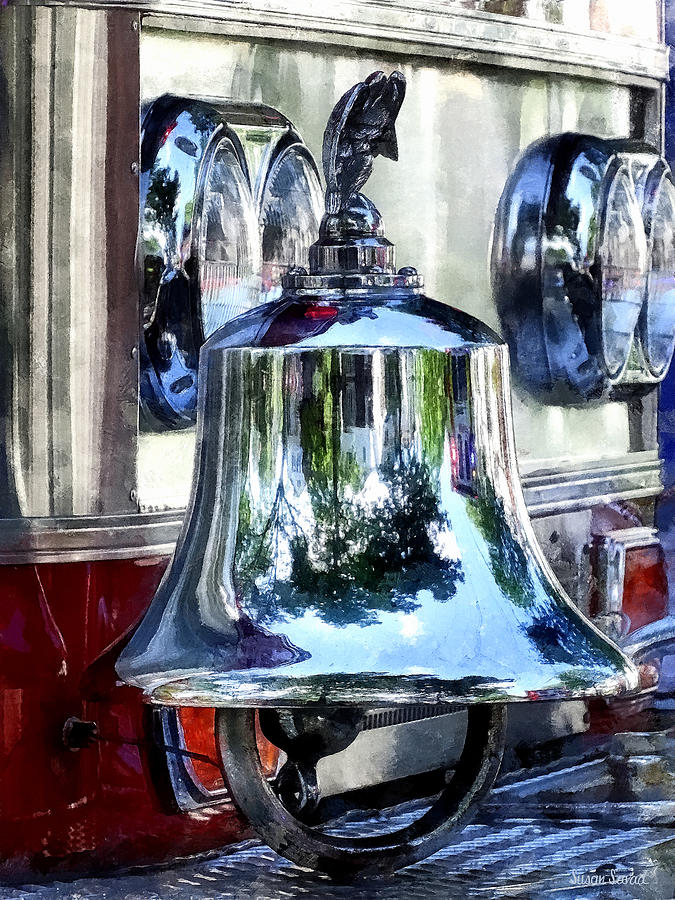 Vintage Photograph - Fire Engine Bell Closeup by Susan Savad
