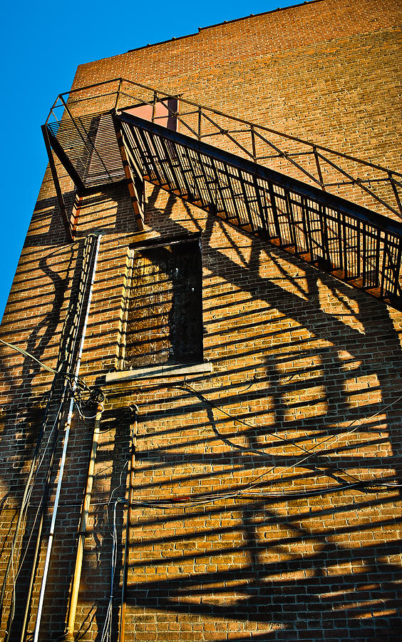 Fire Escape and Shadows Photograph by Greg Jackson