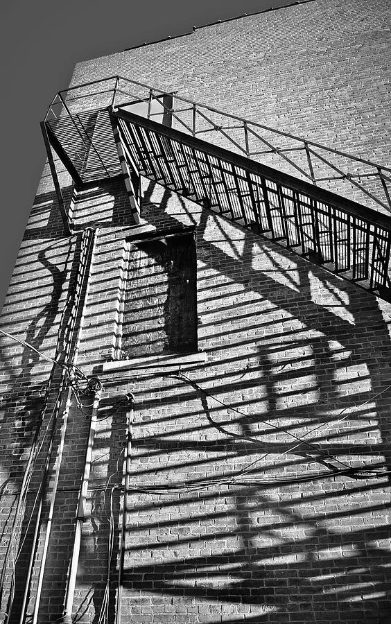 Fire Escape and Shadows in B/W Photograph by Greg Jackson