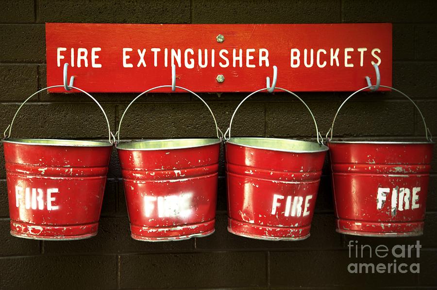Fire Extinguisher Buckets Photograph by Roxie Crouch